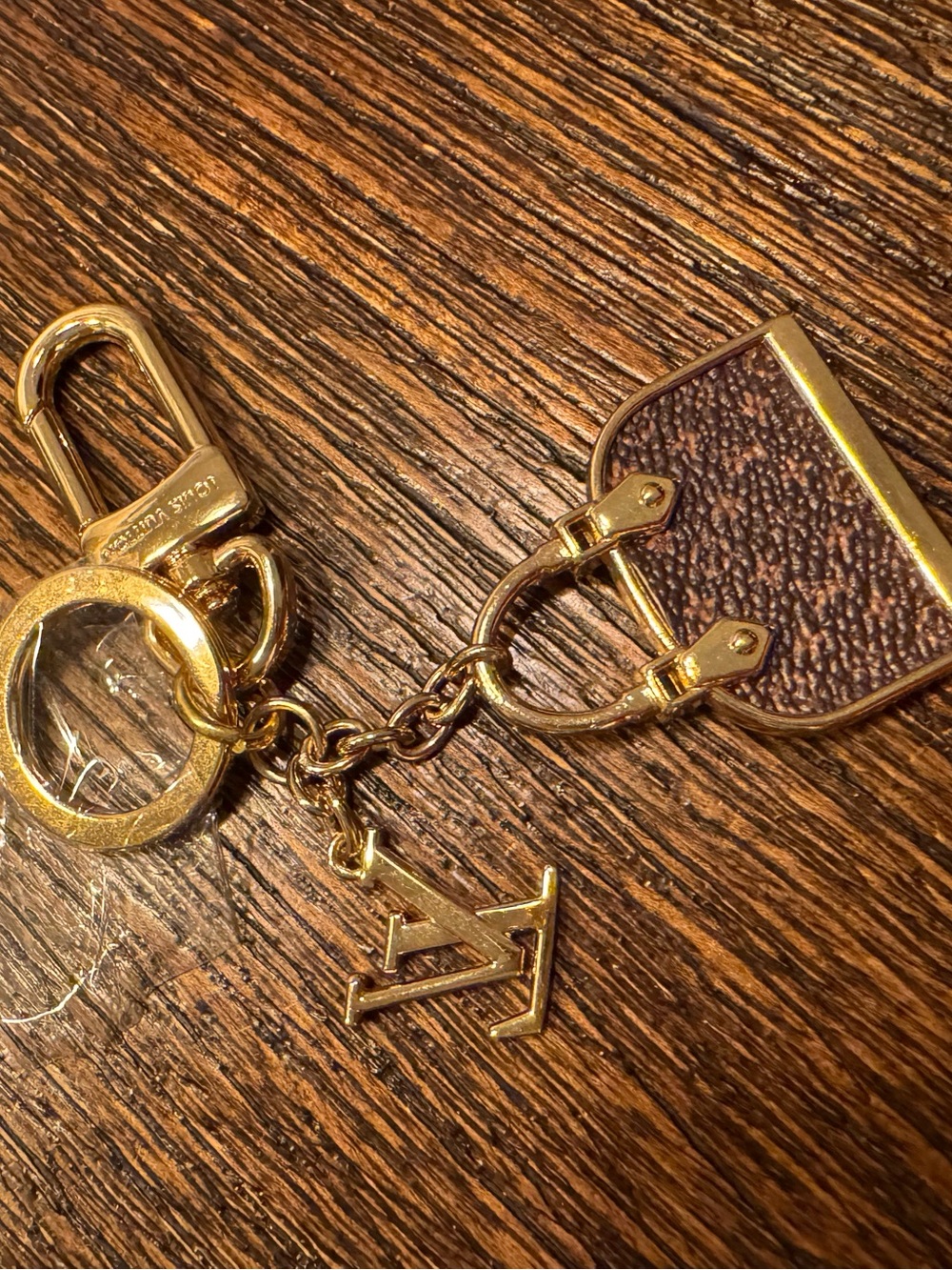 Gold and Brown Designer-Inspired Keychain Charm